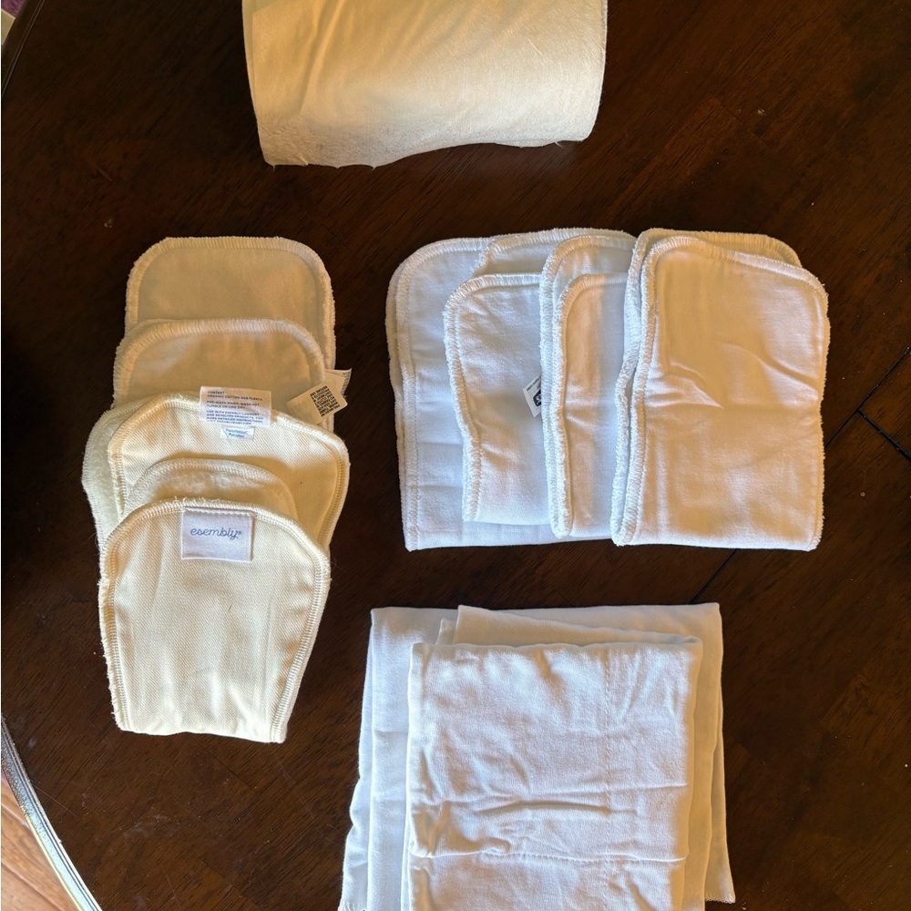Reusable Cloth Diaper Inserts - Cream and White